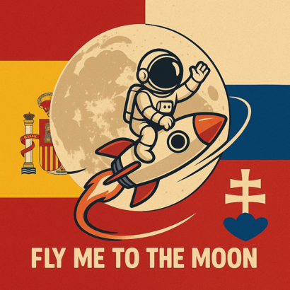 Víťazné logo projektu Fly me to the Moon